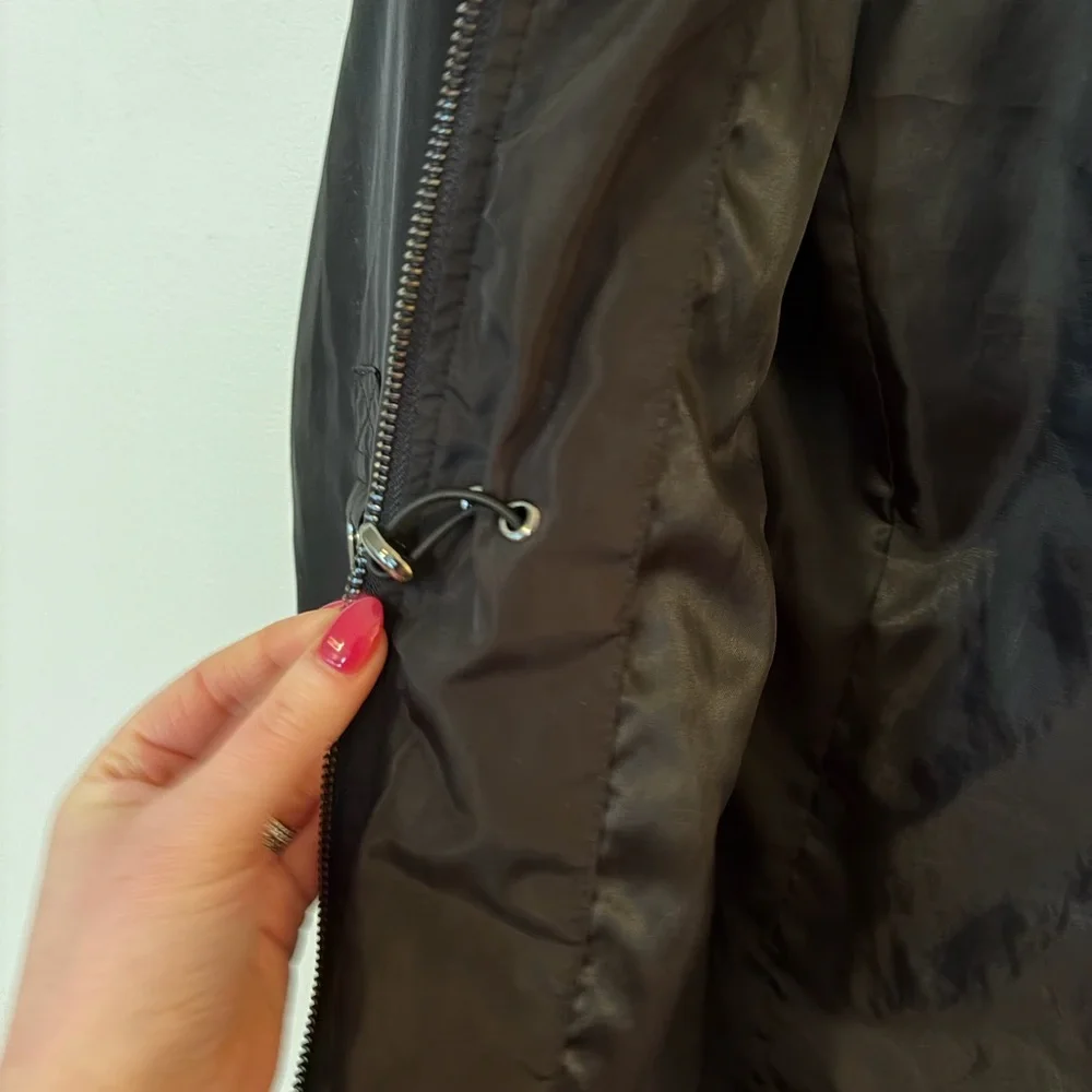 Michael Kors Black Zip Up Hooded Rain Utility Jacket